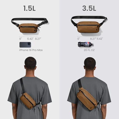 tomtoc 1.5L X-Pac Sling Bag with RFID Blocking Crossbody Pack for Men Women - color: X-Pac Brown, size: 1.5L