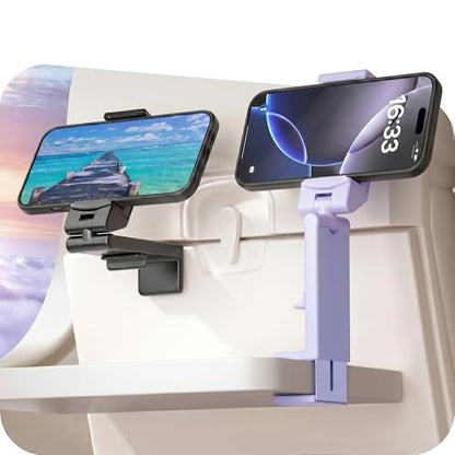 Perilogics Universal Airplane Phone Holder Mount, Plane Travel Essentials - color: Black / Lavender
