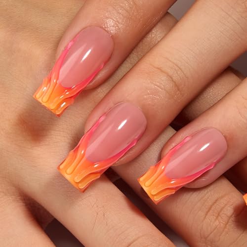 CurvLife Long Coffin Press On Nails, 3D, Soft Gel - color: 3D nails