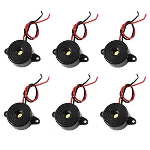 6 Pcs DC 3-24V 85dB Sound Electronic Buzzer Alarm Black 23 x 12mm
