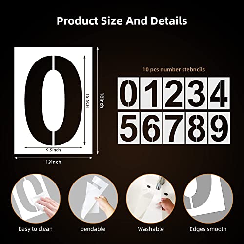 18 Inch Large Number Stencils Reusable Plastic Digital Templates for Cake Address Painting - size: 18 Inch-1