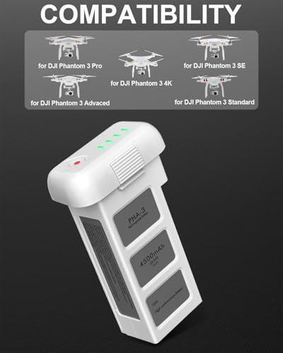 anegine Phantom 3 Battery, 4500mAh 15.2V Intelligent Flight Battery for DJI Phantom 3 Pro, Standard, Advanced, SE Drone