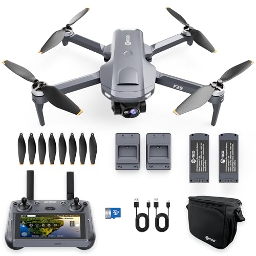 Contixo F29 Foldable 4K GPS Drone for Adults, 3-Axis Gimbal, 5" Touchscreen Controller, Follow Me, Auto Return Home, Brushless Motor, 46-Min Flight Time, 3KM Range - style: F29A