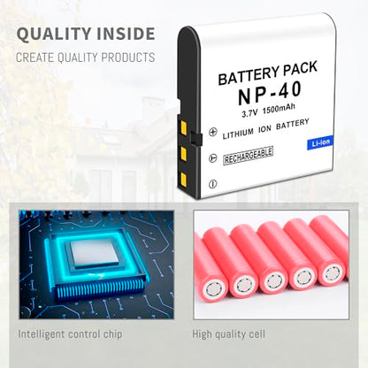 3Pack NP-40 Battery USB Dual-Channel Charger for Casio NP-40 Exilim EX-Z400