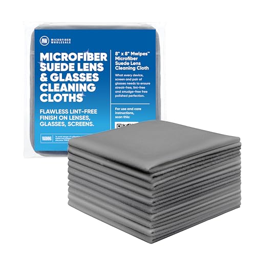 Premium Lens Screen Cleaning Cloth by Microfiber Wholesale | Gray | 8”x8” | 10pk | Soft Microfiber Suede | Compact Size Reusable | No Lint Scratch-Free Durable | Lenses Screens iPads - color: Gray