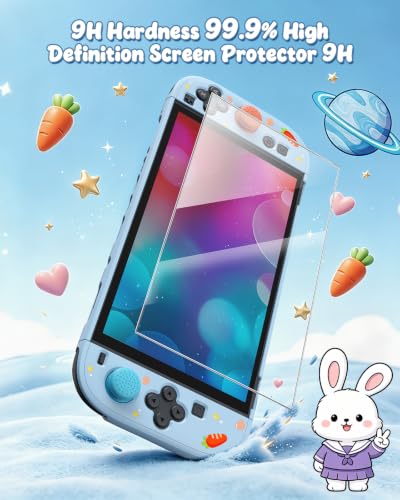 Switch 2 Cute Case,FYOUNG Dockable Kawaii Blue Bunny Protective Cover Shell - color: Blue Bunny, size: 7.9Inch Switch 2