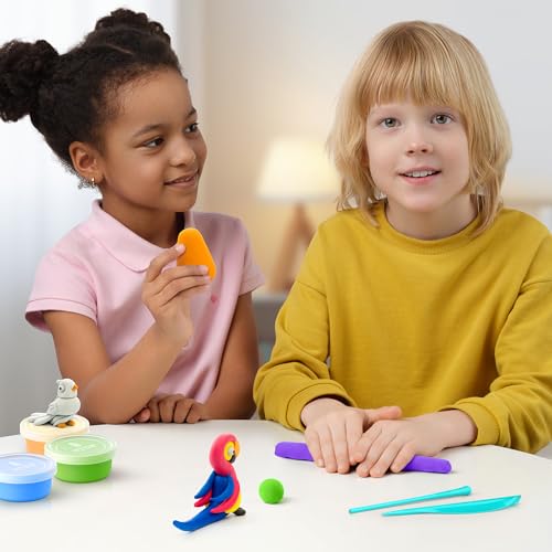 HEY CLAY Colorful Air Dry Clay Kit for Kids Modeling Gift Age 3+ (6 cans) - color: Birds: Pheasant, Ara Parrot, Dove