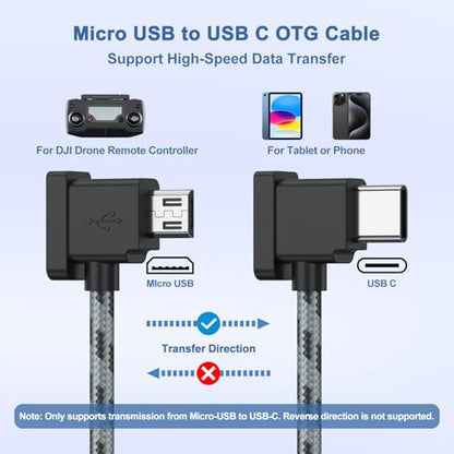 Vancle Micro to USB C Remote Controller Cable for DJI Mavic Mini/Mini SE, Mavic 2 Pro/Zoom, Mavic Pro/Air, Spark, DJI Drone to IPhone17/16/15/Tablet Cable (1ft/30cm)