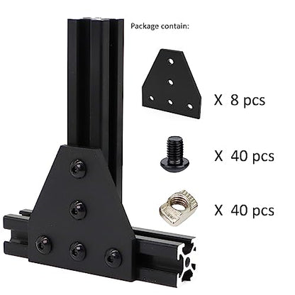 8 Sets 2020 Aluminum Extrusion Profile Hardware V T Slot Brackets - style: 8Pcs T Type Bracket with Bolt Nut