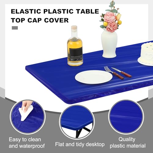 Boao 12 Plastic Elastic Fitted Tablecloths, 8 Ft, 96 x 30 Inch, Navy Blue - color: Navy Blue, size: 8 Ft, 96 x 30 Inch