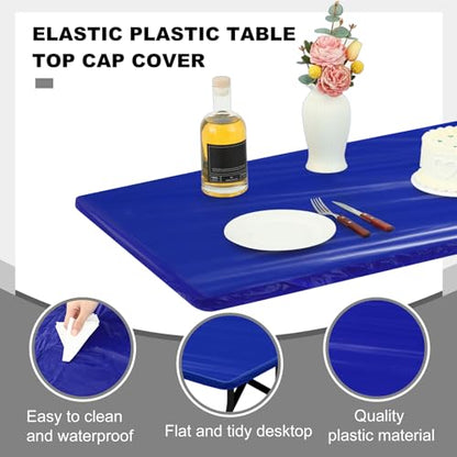 Boao 12 Plastic Elastic Fitted Tablecloths, 8 Ft, 96 x 30 Inch, Navy Blue - color: Navy Blue, size: 8 Ft, 96 x 30 Inch