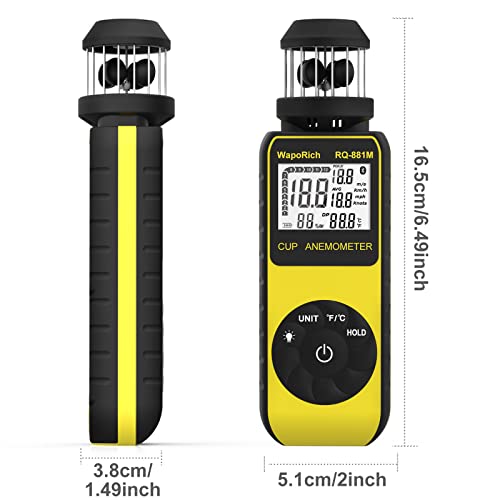 Wind Cup Anemometer 1.5-93MPH, Digital Wind Speed Meter RQ-881M