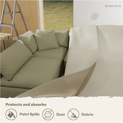 HOMESPUN Heavy-Duty Absorbent Machine-Washable Canvas Drop Cloth 12 x 15 ft - size: 12 ft x 15 ft