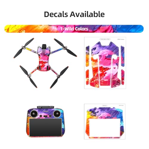 Skin Stickers Compatible with DJI Mini 4 Pro, Waterproof Sticker Decal Skin DIY Accessory for DJI Mini 4 Pro Drone and RC 2 Controller (A) - color: A