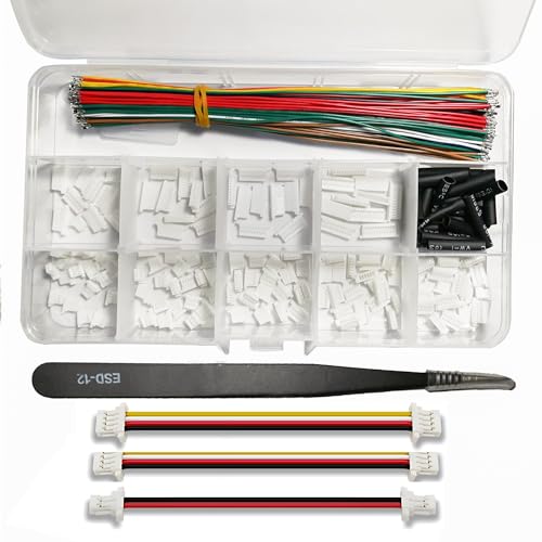JST SH1.0MM Connector Kit, 3 4 5 6 7 8 9 10 12 Pin Male to Male Double Head Housing Connectors with 28AWG 150mm Pre-Crimped Cable