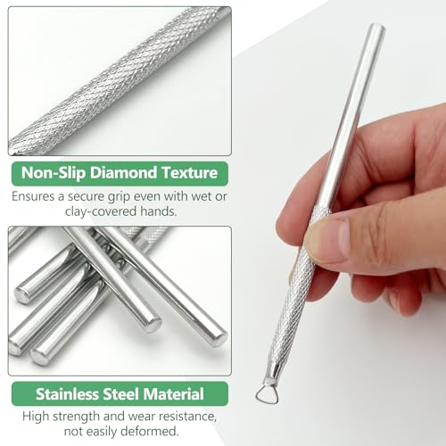 6-Piece Aluminum Clay Sculpting & Carving Tool Set – Silver Craft Modelling Scrapers for Pottery, Polymer & Wax