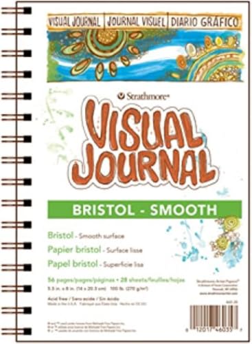 Strathmore 300 Series Visual Bristol Journal, 9"x12" Smooth, Wire Bound, 28 Sheets, White (Pack of 6) - size: 9x12 (Pack of 6), style: Bristol Smooth