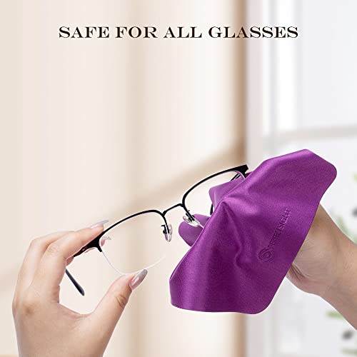 PERFECTSIGHT Microfiber Cleaning Cloth | Eyeglass Lens Cleaner [6 Pack, 5.7x6.7 Inch] Glasses, Phone, Camera, Computer Screen Cleaning | Safe for All Coated Lenses (Purple) - color: Purple, size: 6 Pack