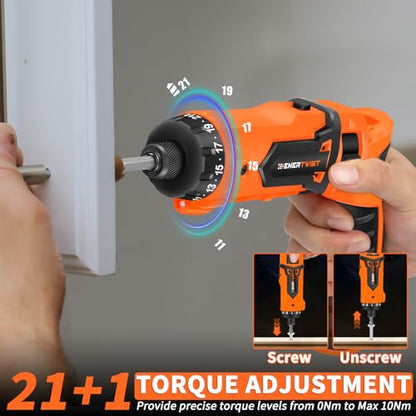 ENERTWIST 8V Cordless Screwdriver, 82 Accessory Kit, Max 10Nm 21+1 Cluth - style: 82PCS 8V ORANGE