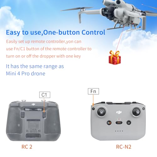 Hanatora Payload Release Dropping Device for DJI Mini 4 Pro Drone,Delivery Airdrop Dropper,Fishing Bait Kit Accessories