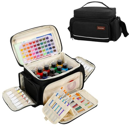 Acrylic Paint Organizer Bag, Art Supply Bag for Watercolor Tubes & Brushes