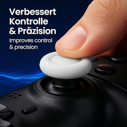 MatoSan Thumbstick Silicone Replacement Caps - Compatible with PS5 Controller & PS4 Controller - Non-Slip Grip for More Precise Control - Protective Caps for Analog Sticks (4 Silicone White) - color: 4 silicone white