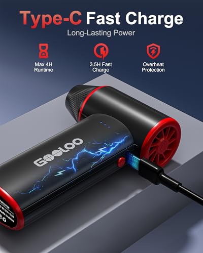 GOOLOO F3 Compressed Air Duster, 150000RPM Ultra-Power PC Air Duster - color: Black