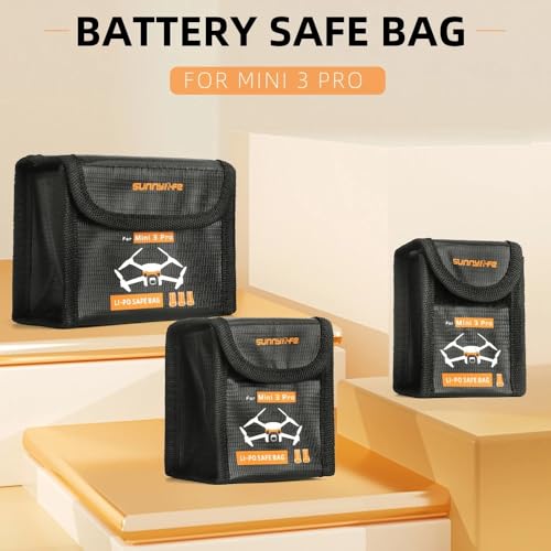 Flight Battery Safe Bag for DJI Mini 3 Pro /4 Pro Protective Case Transport Lithium battery Safe Explosion-proof bag Accessories for Mini 3/4 (for 2pcs batteries) - size: for 2pcs batteries