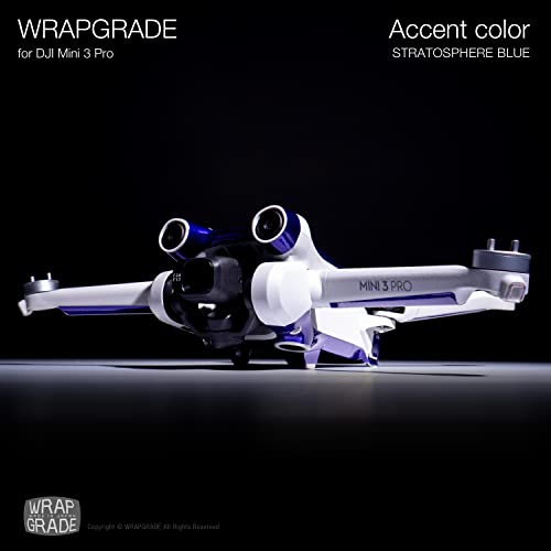 WRAPGRADE Skin Stickers Compatible with DJI Mini 3 Pro | Accent Color (Stratosphere Blue) - color: Stratosphere Blue
