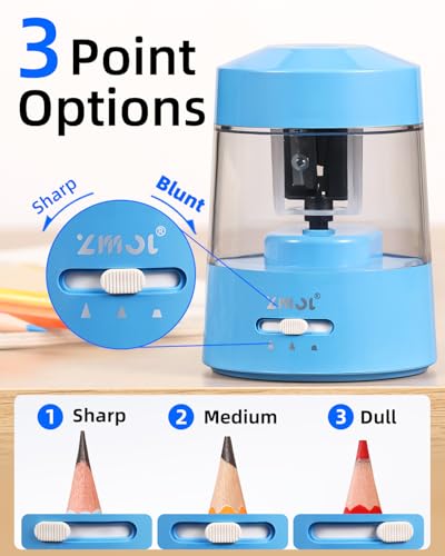 ZMOL Electric Pencil Sharpener Battery Powered, 6-12mm Jumbo Pencils,Blue - color: Blue