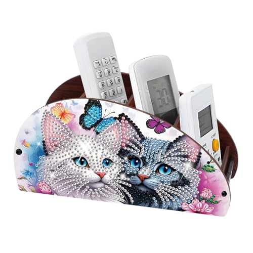 JISHSHAY Diamond Painting Remote Control Holder Cat Diamond Art Remote Holder Animal Gem Art Organizer Box Cat Gem Painting Organizer Case Embroidery Storage Case Mosaic Kits for Adults Storage Box - color: Cat