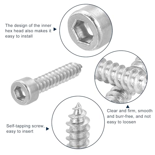 uxcell M5 Hex Socket Head Cap Self-Tapping Screw, 100Pcs M5x30mm 304 Stainless Steel, Hexagon Socket Head Tapping Screws, Hex Drive, Self Tapping Point - Silver - size: M5x30mm