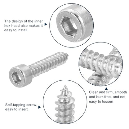 uxcell M5 Hex Socket Head Cap Self-Tapping Screw, 100Pcs M5x30mm 304 Stainless Steel, Hexagon Socket Head Tapping Screws, Hex Drive, Self Tapping Point - Silver - size: M5x30mm