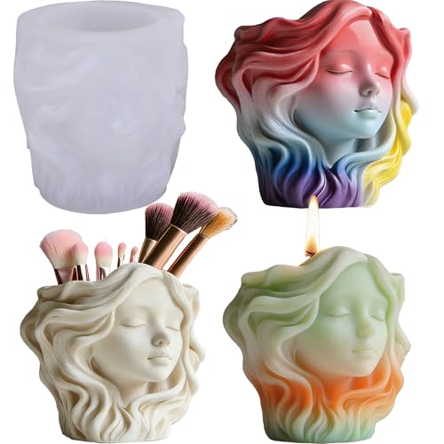 3D Face Resin Casting Molds, Head Planter Silicone Molds for Epoxy - color: Woman Resin Mold