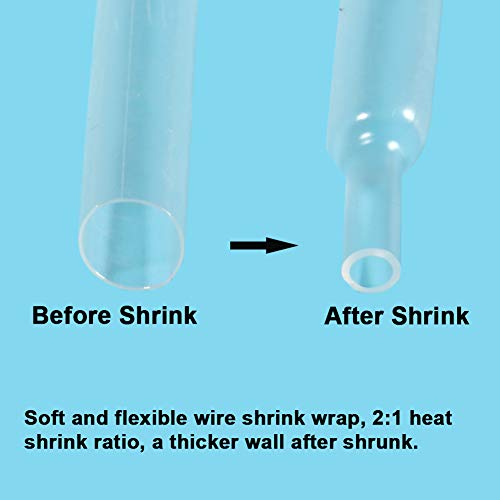 625 Pcs Clear Heat Shrink Tubing Kit, 2:1 Shrink Wire Wrap Tube, 8 Sizes