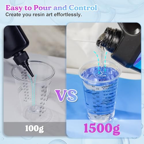 LET'S RESIN UV Resin, 1500g Hard Resin with Silicone Measuring Cups - size: 1500g