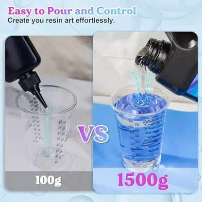 LET'S RESIN UV Resin, 1500g Hard Resin with Silicone Measuring Cups - size: 1500g