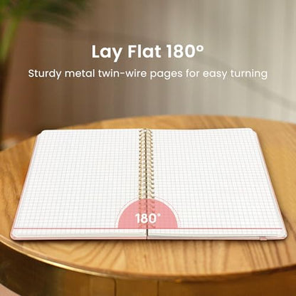 Taja Graph Spiral Notebook for Work, 5.7"x7.9" Squared Graph Paper Notebook - color: B-Pink, style: c-Graph