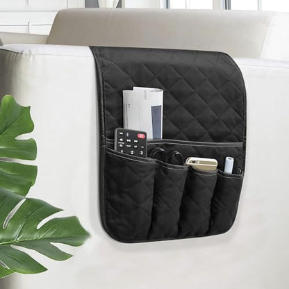 Armchair Caddy for Recliner, Non Slip Sofa Arm Organizer, Black - color: BLACK