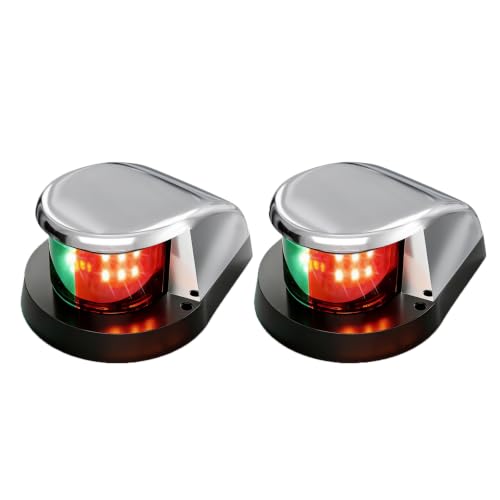 Boat Light, Lights for Boat,Navigation Light with Red Green LED 12V 2 Pack - size: Silver 2 Pack