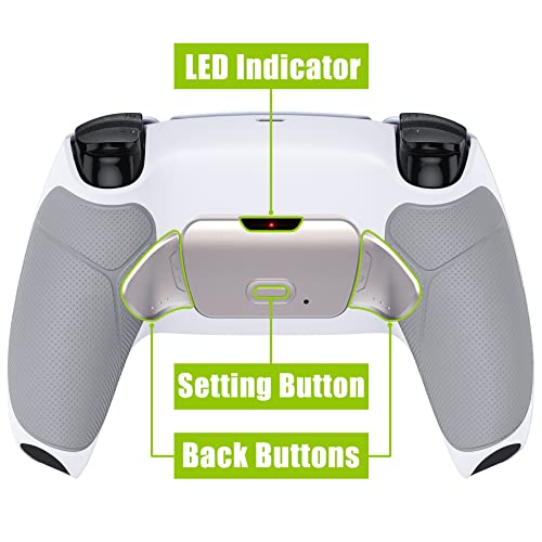 eXtremeRate Silver Real Metal Buttons RMB RISE V3 Remap Kit for PS5 Controller BDM-030 040 050, Gray Rubberized Grip White Bottom Shell Upgraded Programable Back Buttons Set for PS5 Controller - color: White