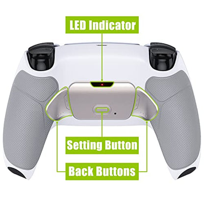 eXtremeRate Silver Real Metal Buttons RMB RISE V3 Remap Kit for PS5 Controller BDM-030 040 050, Gray Rubberized Grip White Bottom Shell Upgraded Programable Back Buttons Set for PS5 Controller - color: White