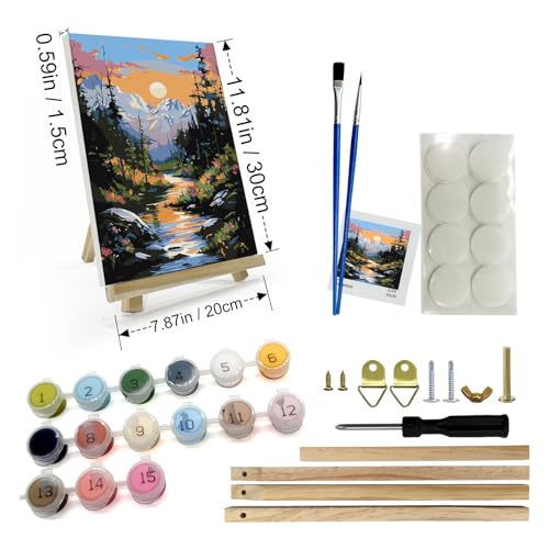 JOOZ Mountain Paint by Number for Adults with Frame, 8x12 Inch - color: Montain Sunset