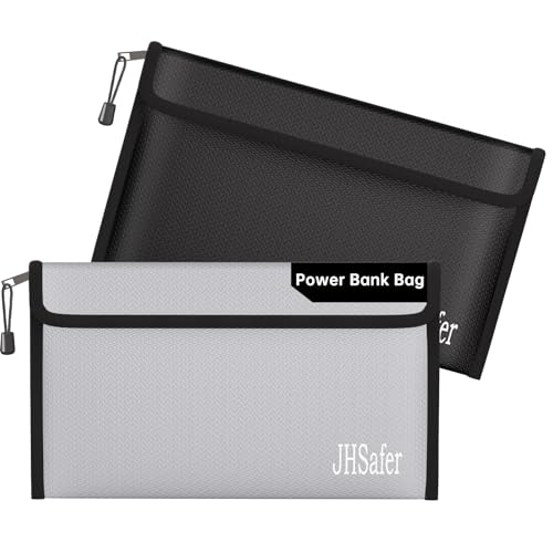 Fireproof Organizer Bag with Zipper,Travel Tech Pouch Bag,10"x6" - style: Silver & Black Bag