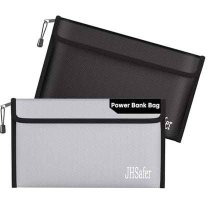 Fireproof Organizer Bag with Zipper,Travel Tech Pouch Bag,10"x6" - style: Silver & Black Bag