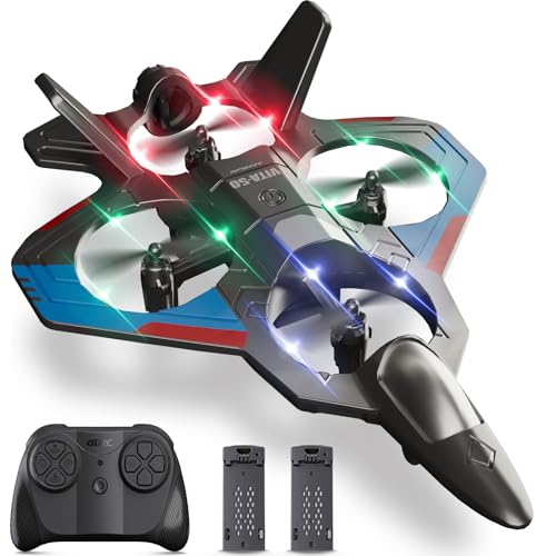 4DRC RC Planes Remote Control Airplanes for Kids, Foam Remote Control Planes for Kids Adults Beginners, Remote Control Helicopter Fighter Jet Drones for Kids Adults, 360° Flip Easy to Fly - color: Black-2batteries