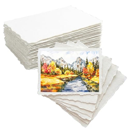 ANSSDO 60 Sheets Deckled Edge Textured Watercolor Paper 5x7 Inch - size: 5 x 7