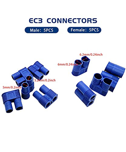 T-Plug XT60 EC3 Male and Female Adapter Connectors for RC ESC Battery