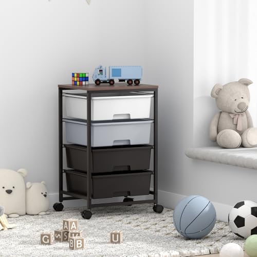 SYKIARIOL Utility Cart with 4 Drawers, Light Grey - color: Light Grey, size: 4 Drawers