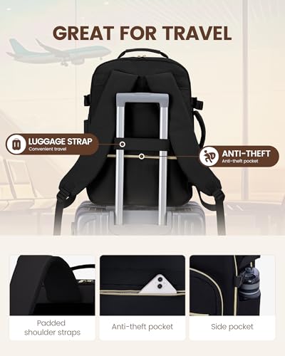 LOVEVOOK 40L Travel Backpack Flight Approved Carry on Backpack,3 Packing Cubes,Waterproof Personal Item Travel Bag,TSA Carry on Luggage Suitcase Travel Essentials,Gifts for Women & Men,fits 17" Laptop - color: Black-black, size: Large-40L-4Pcs(Standard)